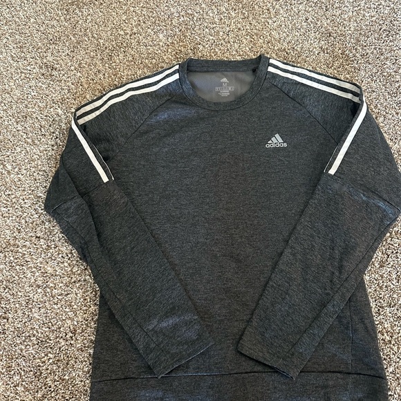 Adidas Men's Charcoal Sweatshirt with White Stripes - Picture 1 of 4